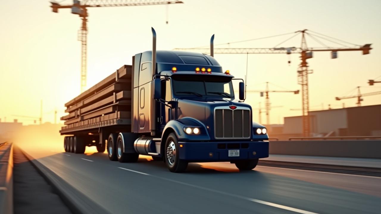 Peters Trucking heavy transport vehicle on a major Virginia infrastructure site